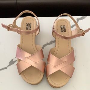 Girls metallic wedge sandal